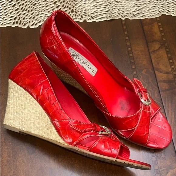 Brighton Red Patent Leather Heels with Buckle Detail - Picture 4 of 5